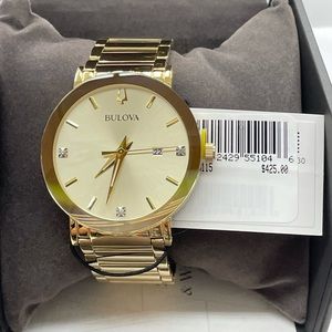 New Bulova All Gold Diamond Dial dress Watch
